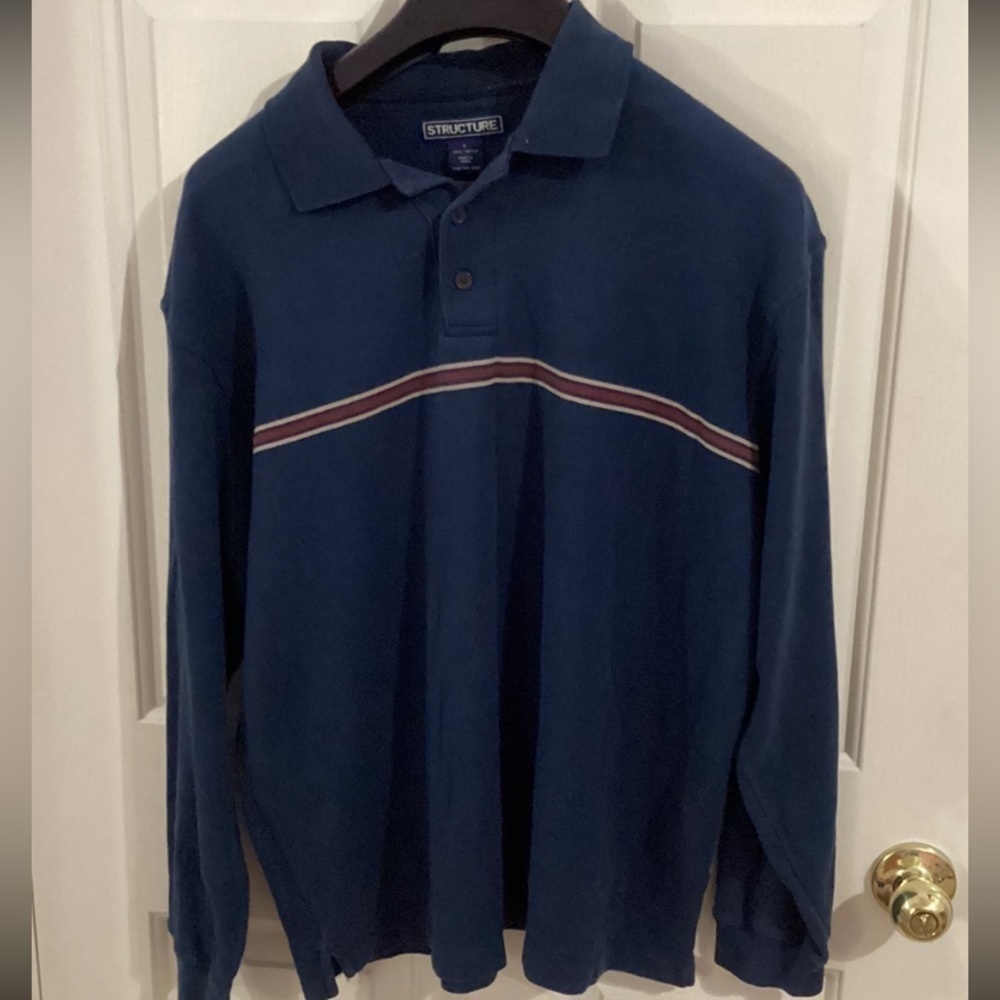 Structure Men’s Large Long Sleeve Striped Polo